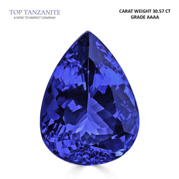 30.57ct Pear Certified AAAA Tanzanite Gemstone 24x17.8mm