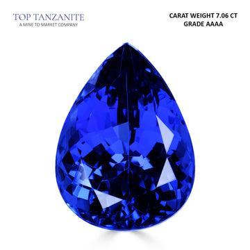 7.06ct Pear Certified AAAA Tanzanite Gemstone 14.00x10.20mm