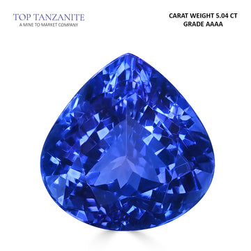 5.04ct Pear Certified AAAA Tanzanite Gemstone 11.02x10.81mm