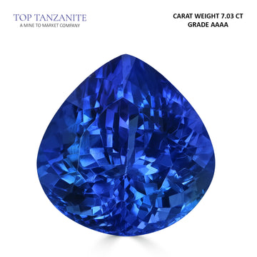 7.03ct Pear Certified AAAA Tanzanite Gemstone 12.30x11.93mm