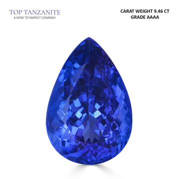 9.46ct Pear Certified AAAA Tanzanite Gemstone 16.34x11.09mm