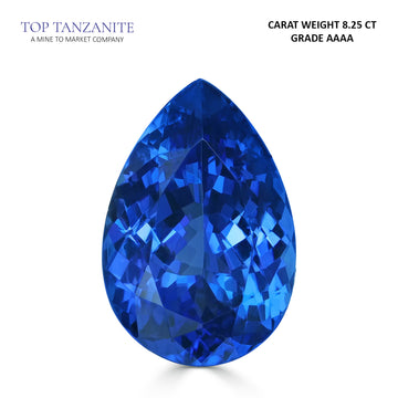 8.25ct Pear Certified AAAA Tanzanite Gemstone 16.52x11.17mm