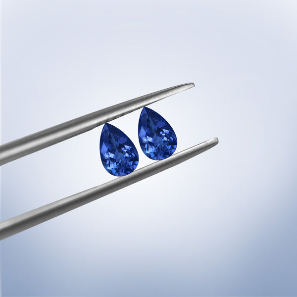 11.76cttw AAAA Matched Pair Pear Shape Certified Tanzanite Gemstone 12.00x8.00mm