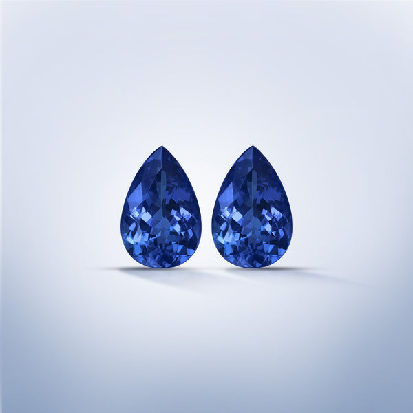 11.76cttw AAAA Matched Pair Pear Shape Certified Tanzanite Gemstone 12.00x8.00mm