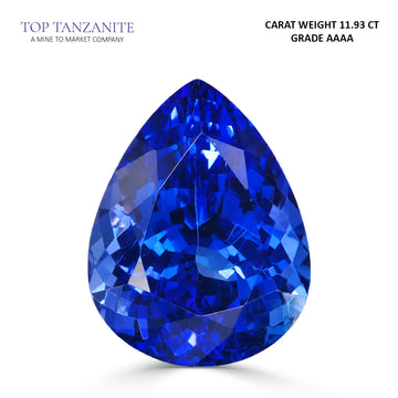 11.93ct Pear Shape Certified AAAA Tanzanite Gemstone 16.41X12.73mm