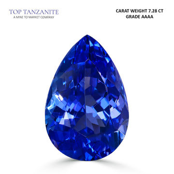 7.28ct Pear Shape Certified AAAA Tanzanite Gemstone 15.05X10.03mm