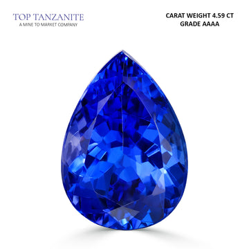 4.59ct Pear Shape Certified AAAA Tanzanite Gemstone 12.99X9.28mm