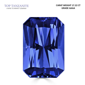 17.22ct Radiant Certified AAAA Tanzanite Gemstone 18.42x12.50mm
