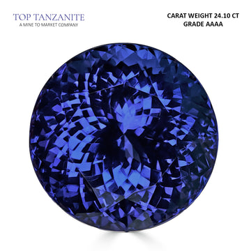 24.10ct Round Certified AAAA Tanzanite Gemstone 17.10x17.10mm