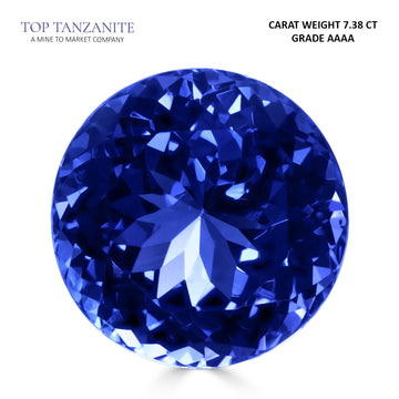 7.38ct Round Certified AAAA Tanzanite Gemstone 11.55x11.55mm
