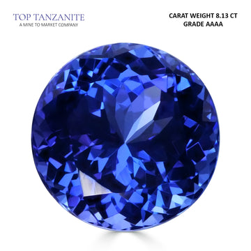 8.13ct Round Certified AAAA Tanzanite Gemstone 11.90x11.90mm
