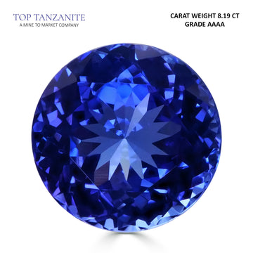 8.19ct Round Certified AAAA Tanzanite Gemstone 12.10x12.10mm