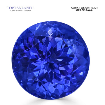 5.10ct Round Certified AAAA Tanzanite Gemstone 9.91mm