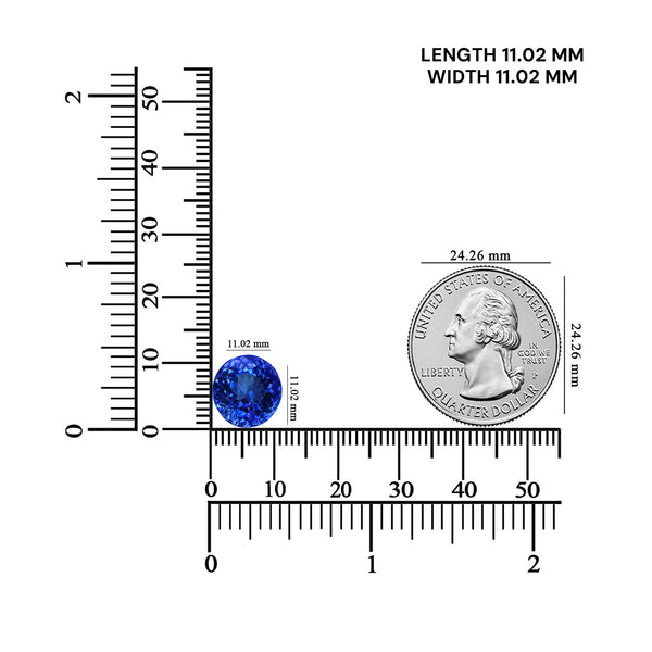 5.53ct Round Certified AAAA Tanzanite Gemstone 11.02mm
