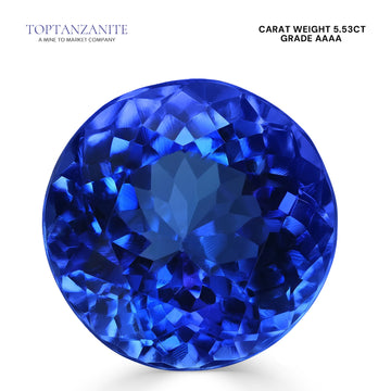 5.53ct Round Certified AAAA Tanzanite Gemstone 11.02mm