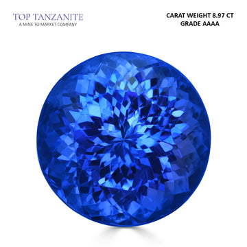 8.97ct Round Certified AAAA Tanzanite Gemstone 12.70mm