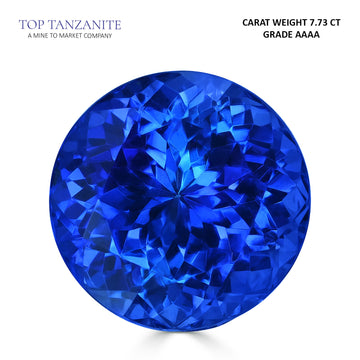 7.73ct Round Certified AAAA Tanzanite Gemstone 11.52mm