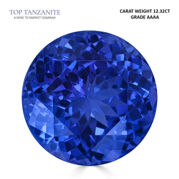 12.32ct Round Certified AAAA Tanzanite Gemstone 14.00x14.00mm