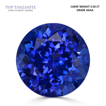 3.56ct Round Certified AAAA Tanzanite Gemstone 9.51X9.51mm