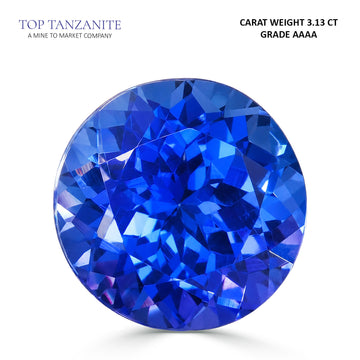 3.13ct Round Certified AAAA Tanzanite Gemstone 8.85X8.85mm