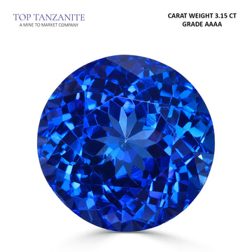 3.15ct Round Certified AAAA Tanzanite Gemstone 8.83X8.83mm