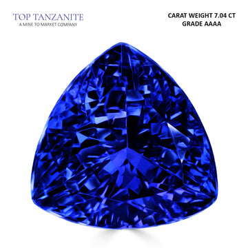 7.04ct Trillion Certified AAAA Tanzanite Gemstone 12.50x12.50mm