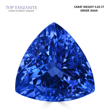 5.02ct Trillion Certified AAAA Tanzanite Gemstone 10.97x10.80mm