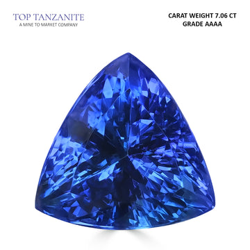 7.06ct Trillion Certified AAAA Tanzanite Gemstone 11.80x11.78mm