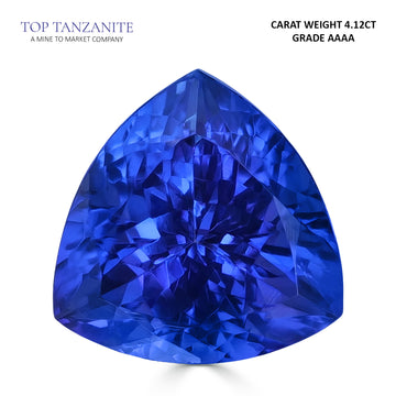 4.12ct Trillion Certified AAAA Tanzanite Gemstone 10.00x10.00mm