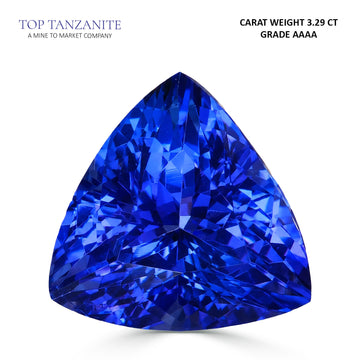 3.29ct Trillion Certified AAAA Tanzanite Gemstone 9.39X9.43mm