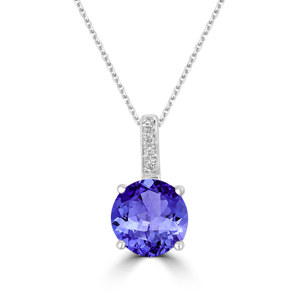 1.4ct Round Tanzanite Pendant with 0.02 cttw Diamond