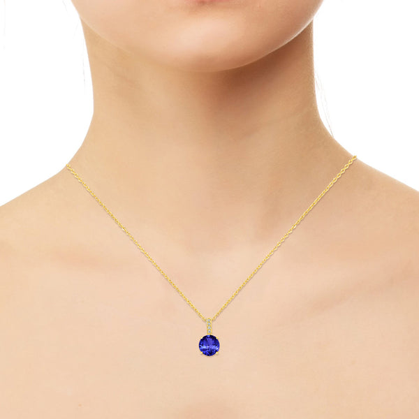 1.4ct Round Tanzanite Pendant with 0.02 cttw Diamond