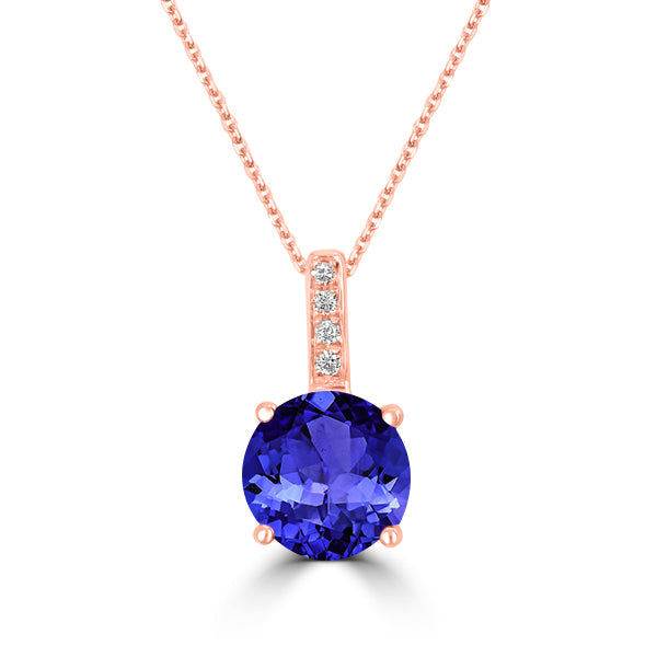 1.4ct Round Tanzanite Pendant with 0.02 cttw Diamond