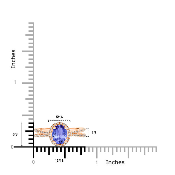 0.98ct Oval Tanzanite Ring with 0.27 cttw Diamond