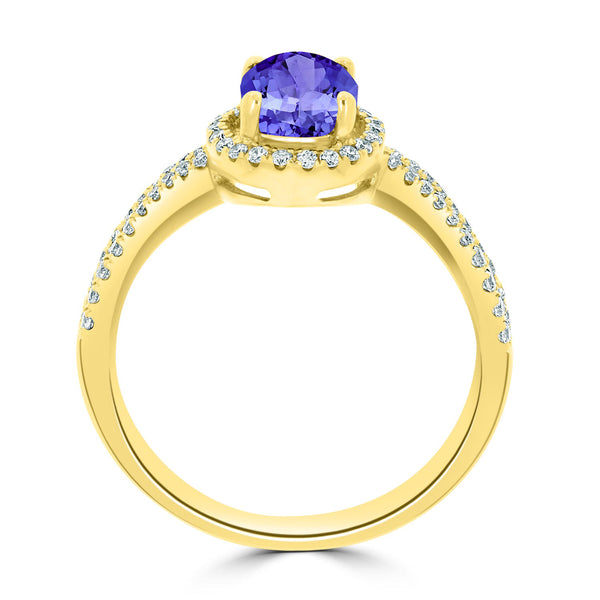 0.98ct Oval Tanzanite Ring with 0.27 cttw Diamond