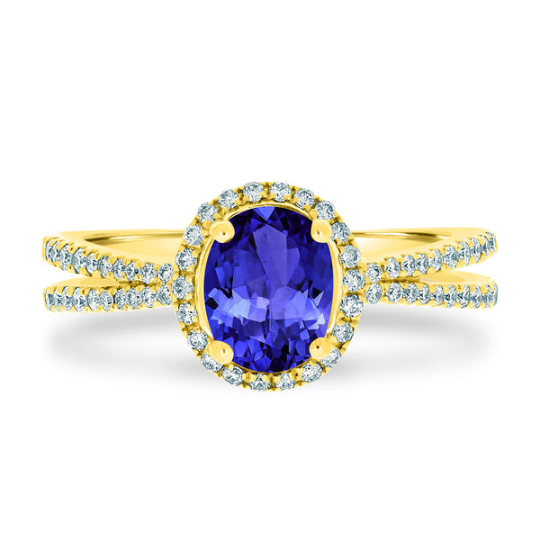 0.98ct Oval Tanzanite Ring with 0.27 cttw Diamond