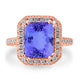 4.5ct Emerald Cut Tanzanite Ring with 0.48 cttw Diamond