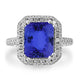 4.5ct Emerald Cut Tanzanite Ring with 0.48 cttw Diamond