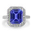 4.5ct Emerald Cut Tanzanite Ring with 0.48 cttw Diamond