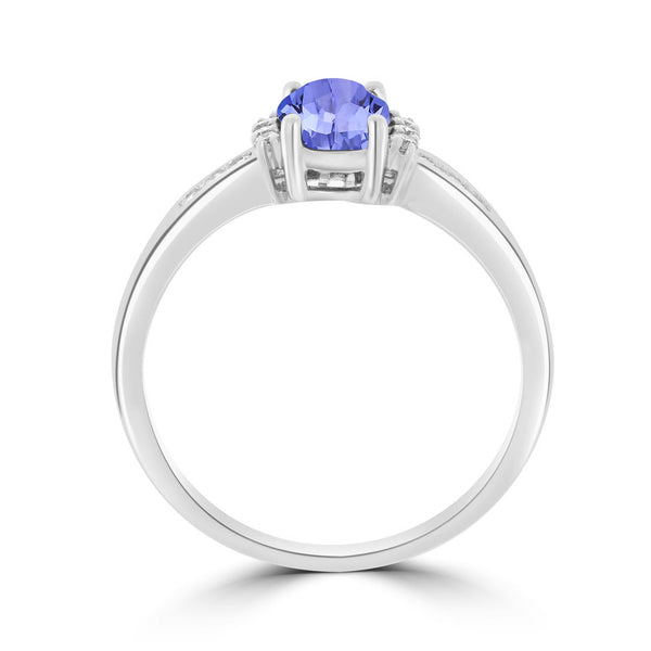 0.76ct Oval Tanzanite Ring with 0.14 cttw Diamond