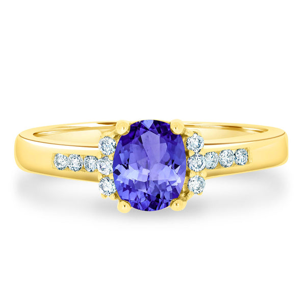 0.76ct Oval Tanzanite Ring with 0.14 cttw Diamond