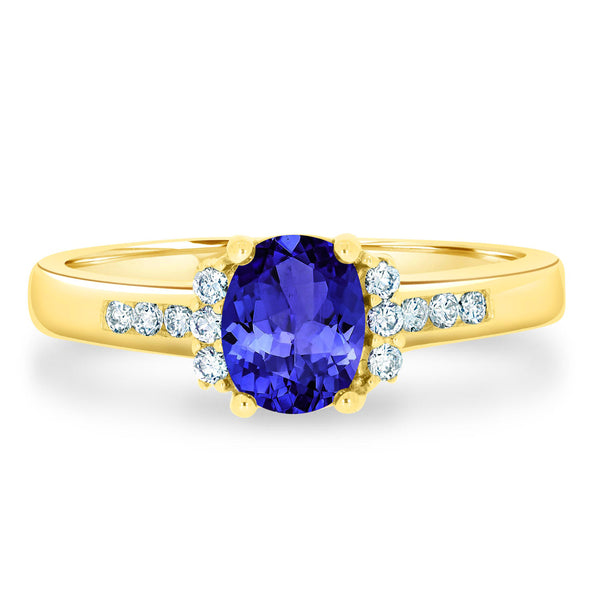 0.76ct Oval Tanzanite Ring with 0.14 cttw Diamond