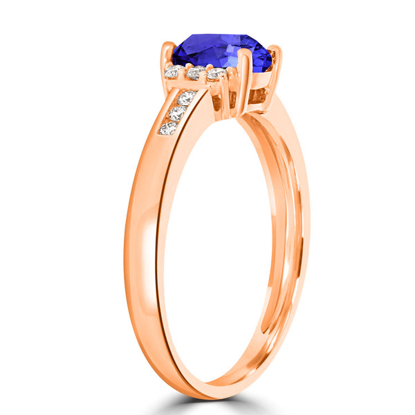 0.76ct Oval Tanzanite Ring with 0.14 cttw Diamond