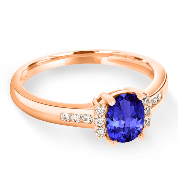 0.76ct Oval Tanzanite Ring with 0.14 cttw Diamond