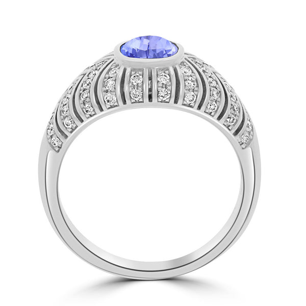 0.6ct Oval Tanzanite Ring with 0.4 cttw Diamond