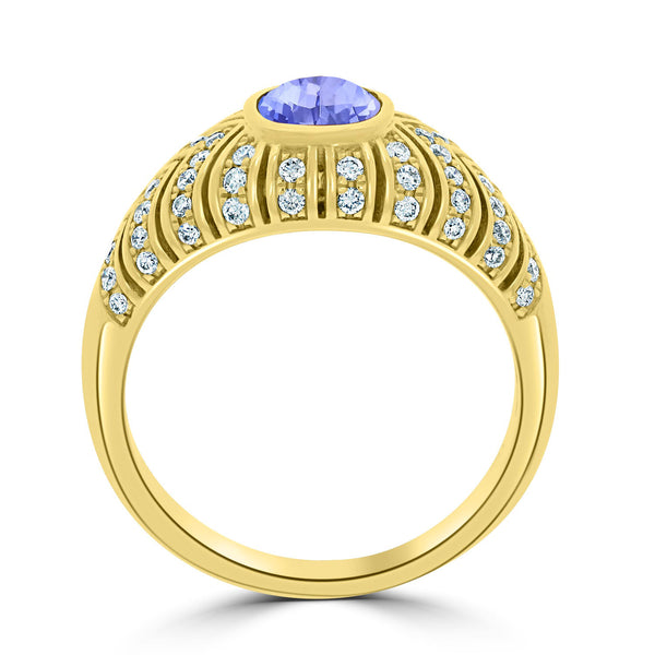 0.6ct Oval Tanzanite Ring with 0.4 cttw Diamond