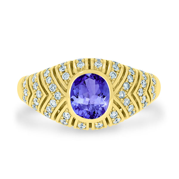 0.6ct Oval Tanzanite Ring with 0.4 cttw Diamond