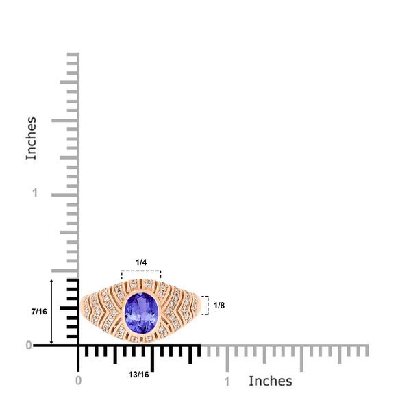 0.6ct Oval Tanzanite Ring with 0.4 cttw Diamond