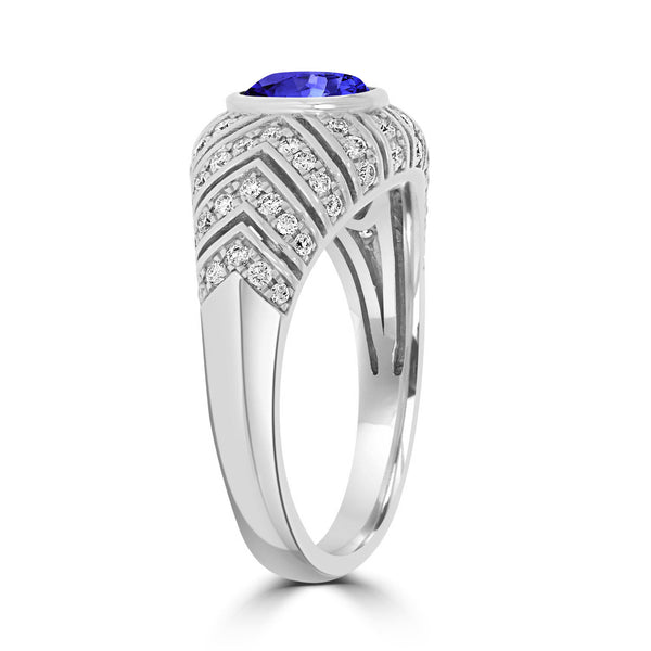 0.6ct Oval Tanzanite Ring with 0.4 cttw Diamond