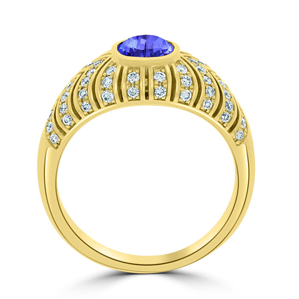 0.6ct Oval Tanzanite Ring with 0.4 cttw Diamond